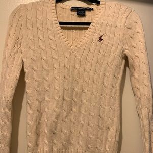 Cream cableknit v-neck Ralph Lauren Sport Sweater